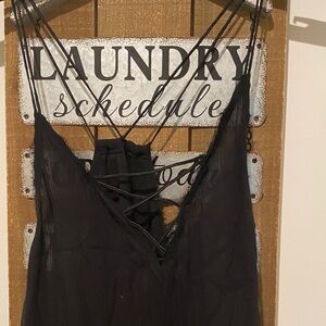 Free People Black Lace Strappy Top